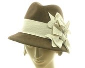 Brown Womens Fedora Hat - 1950s Vintage Style Hat - Handmade Fashion Hat - Ribbon Bows