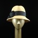 Lauries Panama Straw hat Fedora with Dark Blue Ribbon