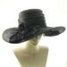 Kentucky Derby Hat For Women - Handmade Wide Brim Straw Hat - Black & Purple Flowers