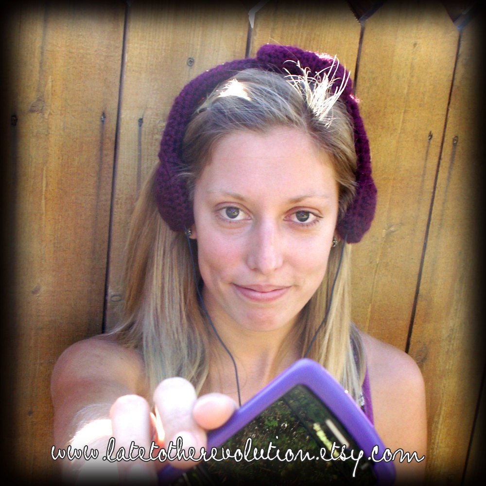 Plum Bow Crocheted Headphones