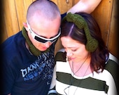 Olive Bow Crocheted Headphones