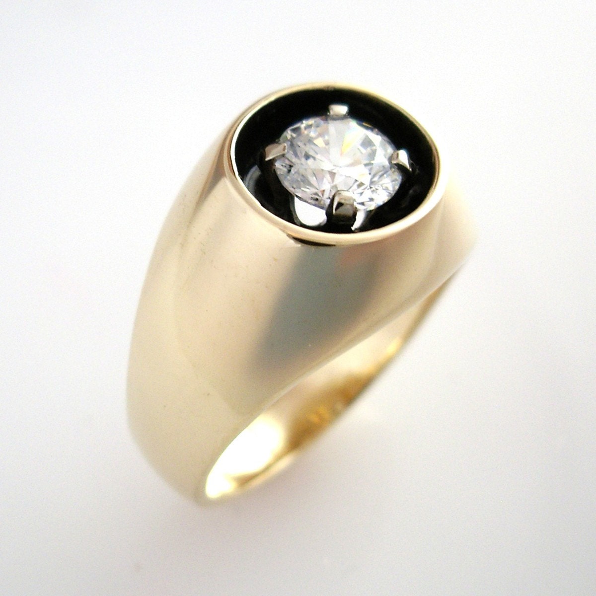 Mens Shadow Box Style Ring in Gold by dougpetersonjewelers on Etsy