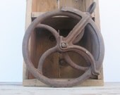 Vintage Rustic Cast Iron Pulley Metal Wheel