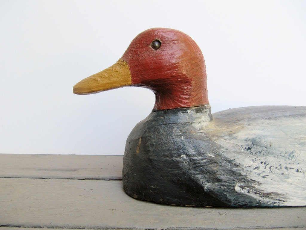 Vintage Rustic Wooden Duck Decoy - Modred12