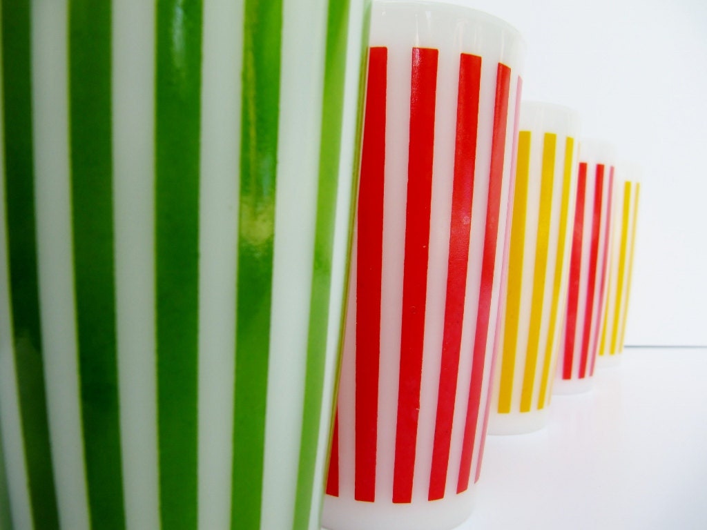 Hazel Atlas Bright Striped Mid Century Glasses-On Reserve