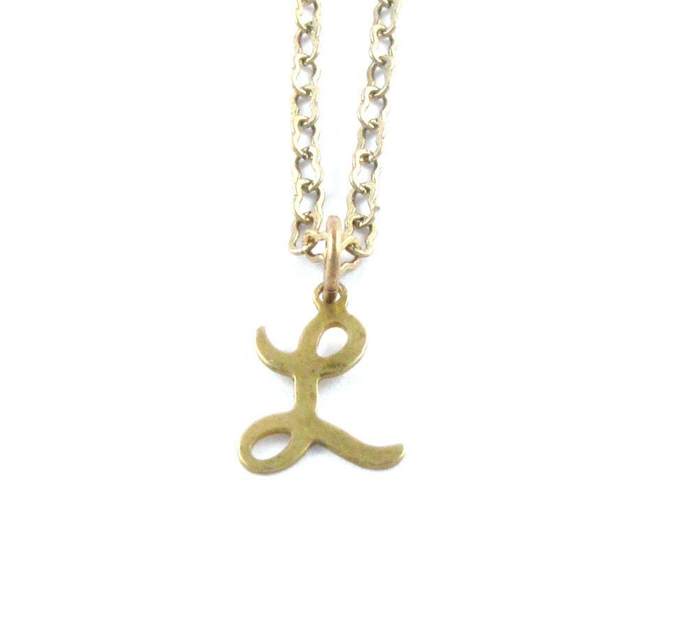 Gold Initial Necklace, Personalized Initial Necklace, Vintage Initial, Keepsake Necklace, Script Initials - Vintage Initial