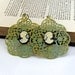 Cameo Earrings Green Filigree Earrings Lace Earrings Cameo Jewelry Bohemian Earrings Silhouette Jewelry - Laced in Silhouette