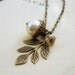 Pearl Acorn Necklace Leaf Necklace Pearl Necklace Autumn Acorn Nature Jewelry Flower Necklace Antique Brass Jewelry Woodland - Nutcracker