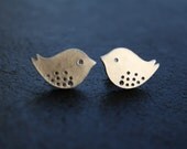 Silver Mod Bird Ear Posts