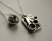 Cupcake Baking Necklace Duo, Baking Jewelry, Sterling Silver Chains, Measuring Spoons and Cupcake, Mother's Double Necklace