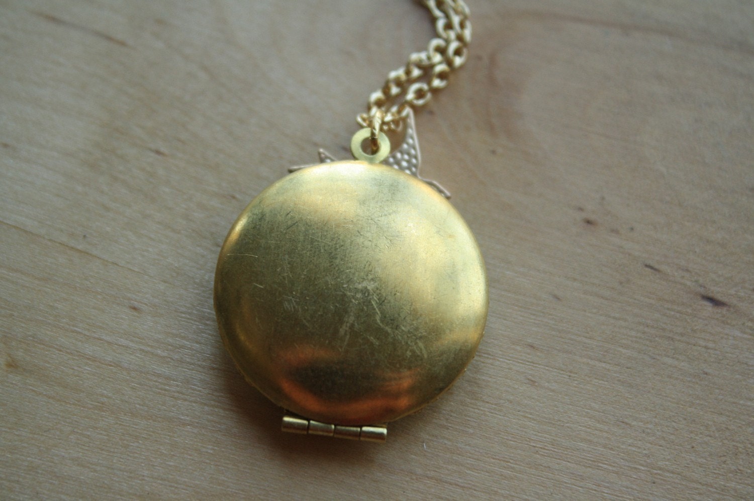 White Filigree Locket and Blue Bird Necklace, Round Pendant, Bridal Jewelry, Shabby Chic Fashion, Gold Plated Chain
