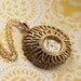 Vintage Coral Design Watch Necklace, Long Gold Chain, Runs Great, Running Time Pendant, Fancy Filigree Textured Design, Caravelle