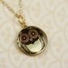 Small Green Whimsical Owl Locket Necklace, Miniature Pendant, 14kt Gold Filled Chain, Girl's Bird Jewelry, Round Photo Jewellery, Fashion