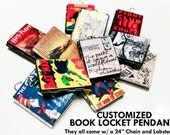 Custom Book Locket Pendant , fantasy , fiction ,  tribute pieces