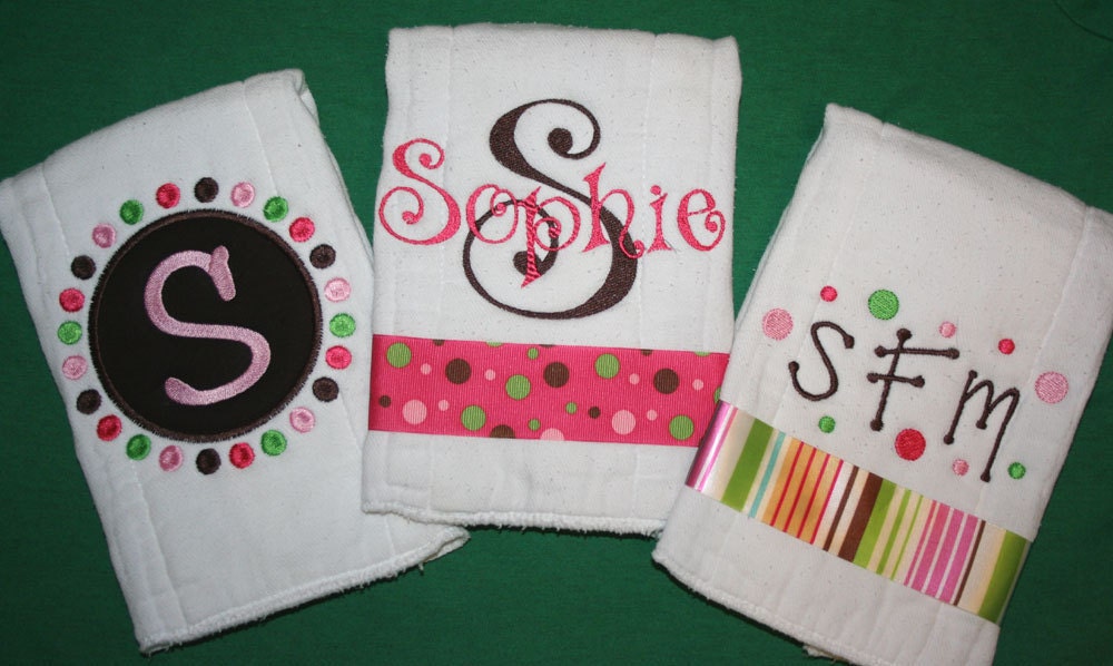 You Pick 2 Personalized Baby Burp Cloths