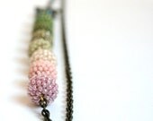 Olive Green to Mauve Pink Beaded Beads necklace - SarahRobinL