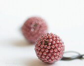 Raspberry Blush Earrings Beaded Bead