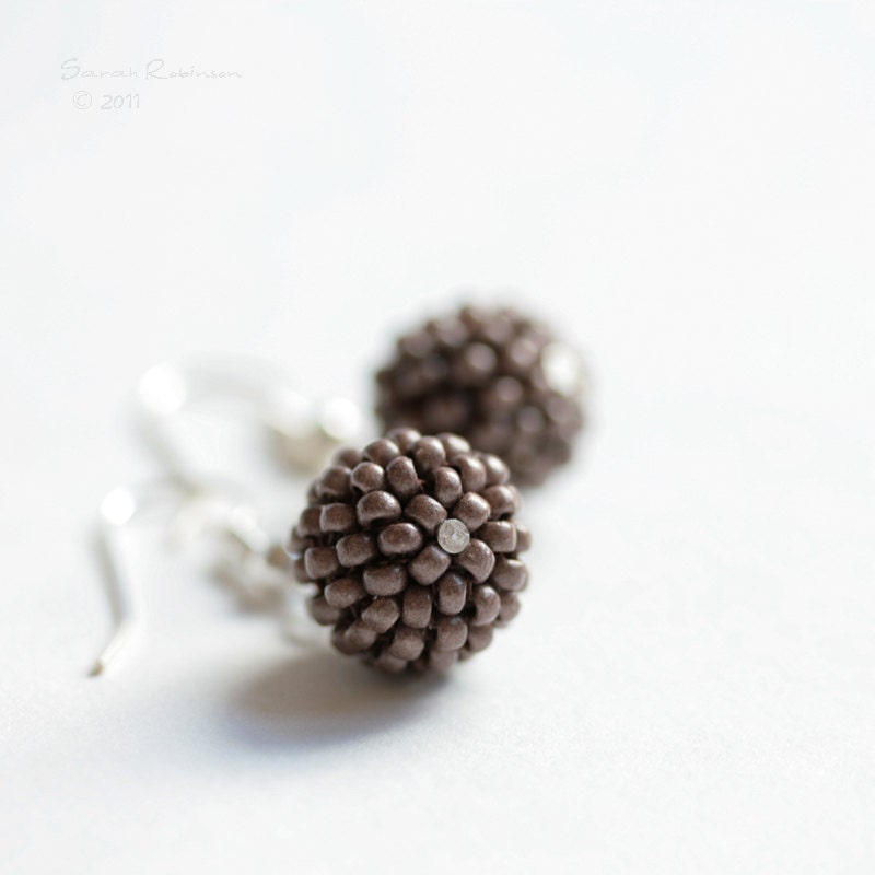 Cocoa Beaded Beads Earrings Reserved listing to Michelle