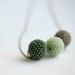 Avocado Green And Gray Three Beaded Beads Necklace.