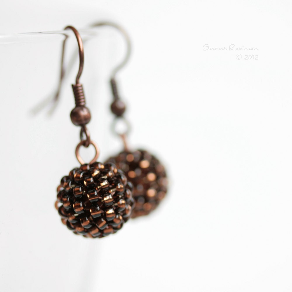 Sparkle Brown Earrings Beaded Bead