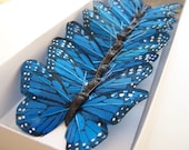 12 Feather Butterflies for Hair Pins, Favors, Wedding Cake