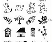 Zakka Black Velvet Appliques - Cute Animals, Flowers, Tree, Houses and Butterfly