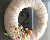 Yarn Wreath Door Decoration - Spring Branches 12in