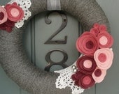 Yarn Wreath Felt Handmade Door Decoration - DoileyDo 12in