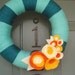 Yarn Wreath Handmade Front Door - Orange And Cream 12in.