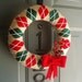 Yarn Wreath Felt Handmade Holiday Door Decoration - Classic Christmas 12in