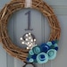 Grapevine Wreath Felt Handmade Door Decoration 12in - Blueberry