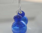 Celestial Blue Starry Night Hollow Glass Earrings, Cobalt  Royal Blue Long Dangle Earrings