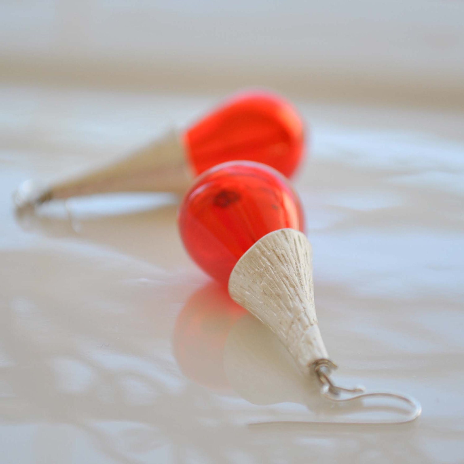 Red Valentine Droplet Hollow Glass Earrings