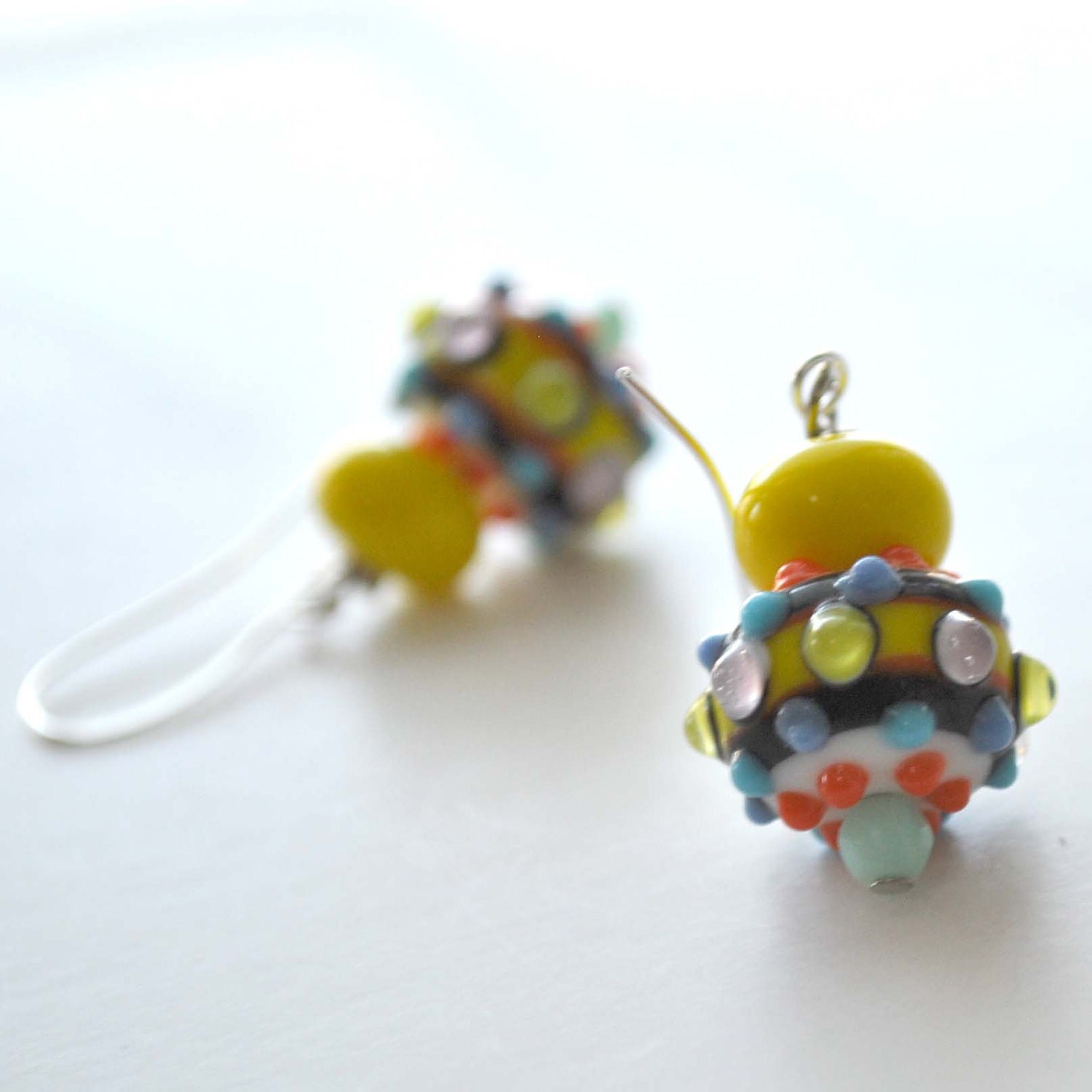 Circus Lampwork Glass Earrings