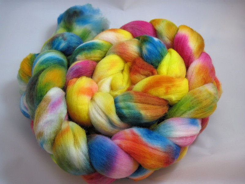 Clowns Have Nightmares, Too - Handpainted 64s Merino Top 5.3 oz Spinning Fiber