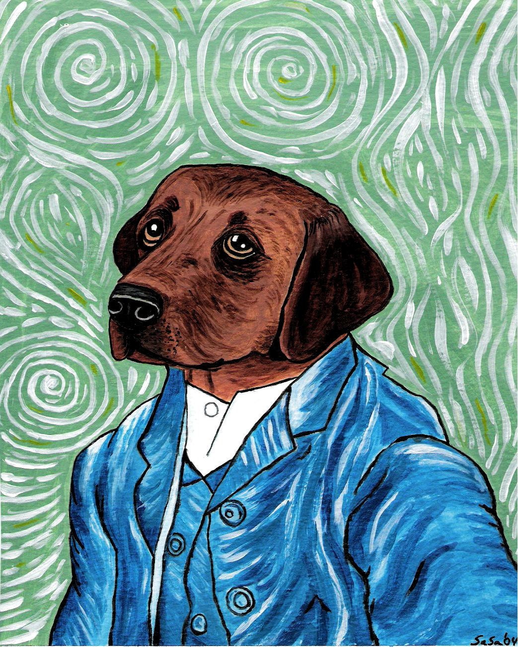 Vincent Van Lab Dog Print from Original Painting
