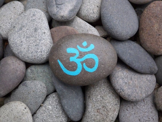 Om Blue Rock Art Print 8 x 10 (Aum)