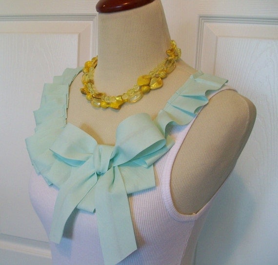 Special Listing Embellished Tank Top with Mint Green Sea Foam Ruffle and Bow
