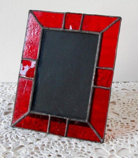 Stained Glass Picture Frame in Scarlet Ruby RED by Glasserie