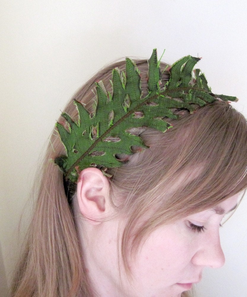 Fern Headband in Green Silk