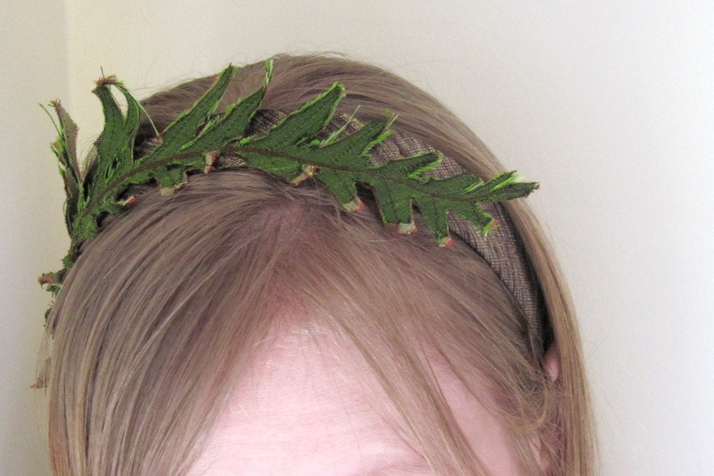 Fern Headband in Green Silk