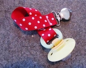 Girls Red with White Dots Pacifier Holder