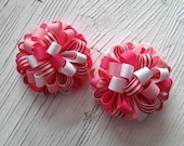 Shades of Pink- Puffy Loopy Hair Bows- Pink, Hot Pink, White, Pink and White Stripes Girly Ready To Ship