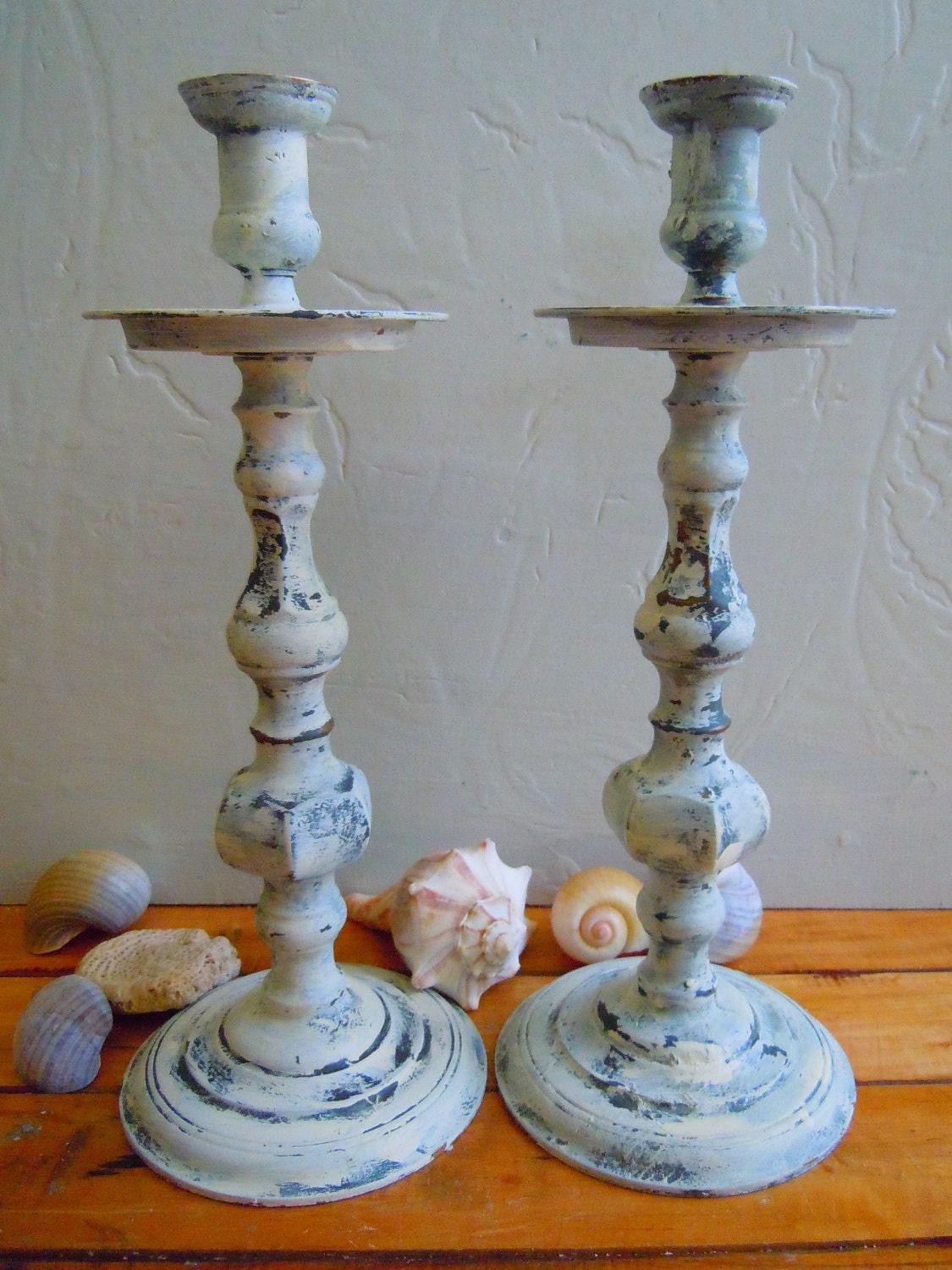 French Country Candle Holders Distressed in by VintageChichibean