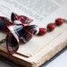 Vintage Red Glass Bracelet with Plaid Bow. Preppy