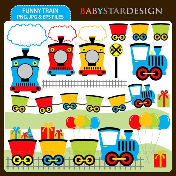 Funny Train Clipart Set INSTANT DOWNLOAD