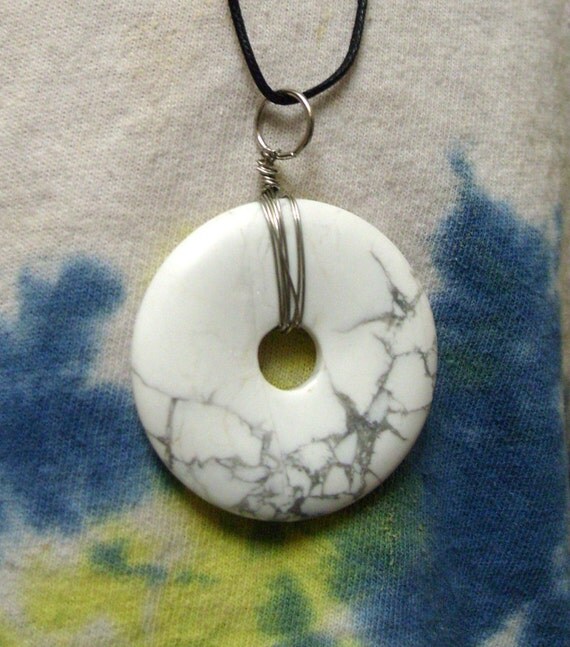 White Donut Pendant Necklace