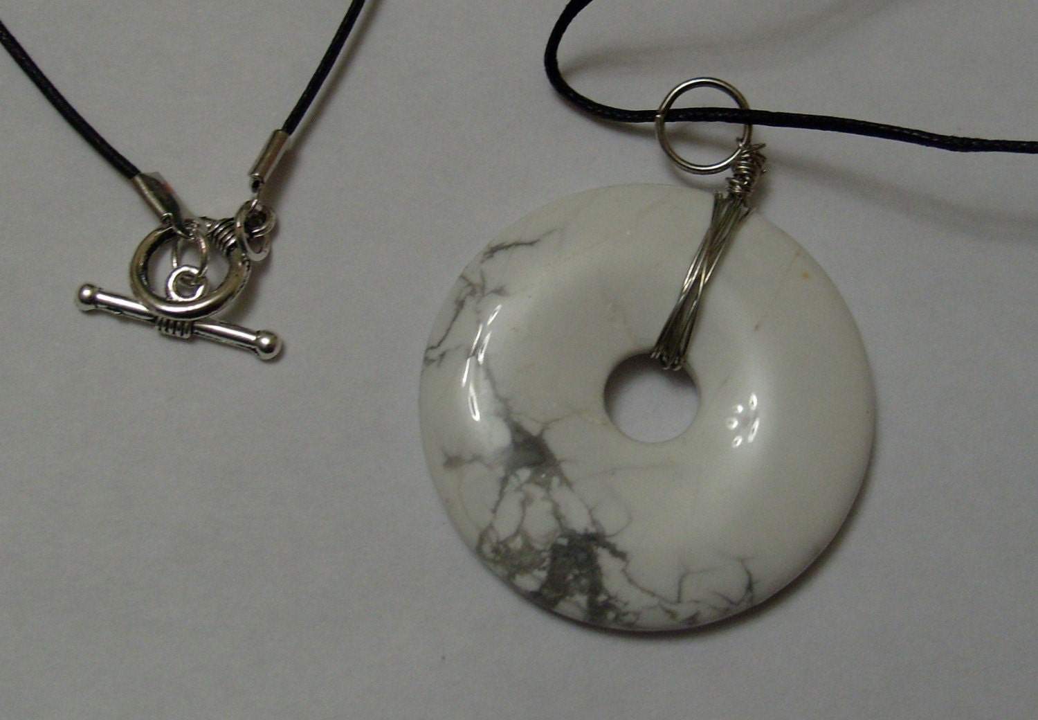 White Donut Pendant Necklace