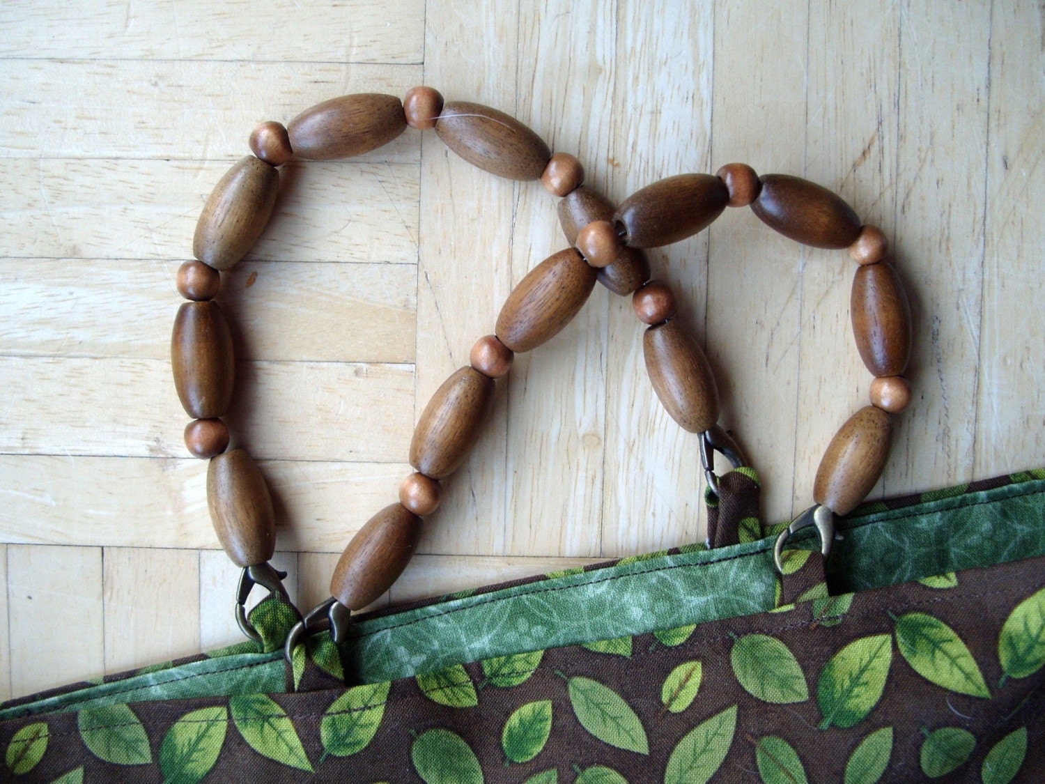 Leaf Purse with Beaded Handles
