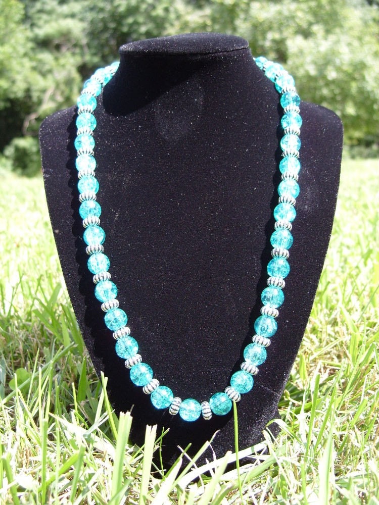 Turquoise and Silver Beaded Necklace